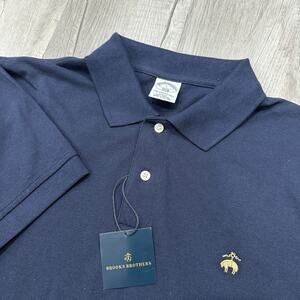 Brooks Brothers Polo Shirt 1818 Men's Large Performance Blue Slim Fit